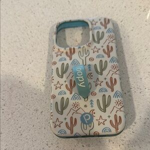 Loopy Case White and Blue Protective Phone Case with Cactus Design